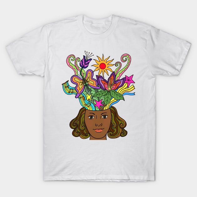 Creative Beautiful Mind Fantasy African Woman T-Shirt by Nalidsa